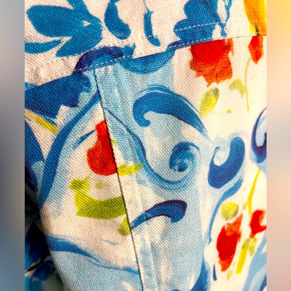 Vintage 3 Sisters Jacket 100% Cotton  Blue Colorful Textures Floral USA size XL - Picture 10 of 15